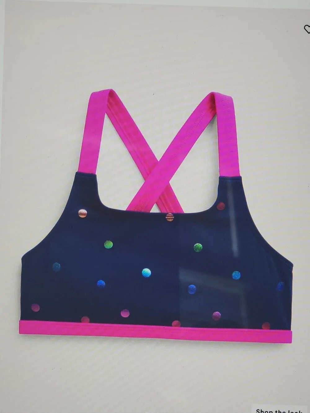 ♥️NWT♥️ Boden Girls' Navy Polka Dot Two Piece Bathing Suit with Pink Straps